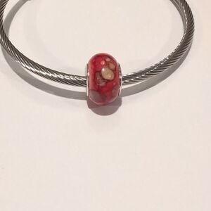 Silver Red Watercolor Charm for Pandora Style Bracelet‎